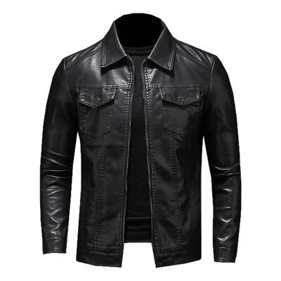 Men's Leather Jacket Stand Collar Fashion Trendy Casual Wear