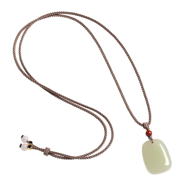 一兴天然和田玉平安无事牌吊坠男女项链挂坠玉佩玉坠平安礼物饰品