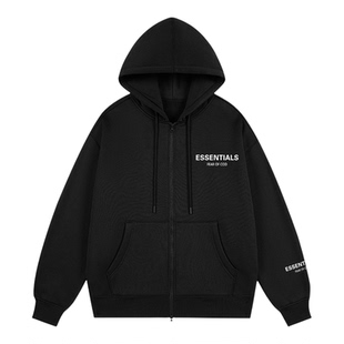 ESSENTIALS MOVIE官方连帽开衫卫衣男女秋冬加绒加厚保暖拉链外套