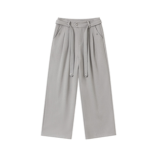 FORNINES复古毛呢休闲裤男秋冬加厚阔腿直筒裤子宽松垂感呢子长裤