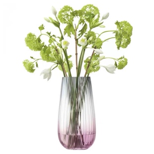 英国LSA 春风水绿手工玻璃花瓶北欧渐变透明花器客厅插花轻奢摆件