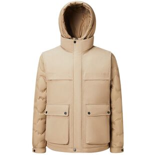 千仞岗秋冬季男款羽绒服连帽马甲二合一防风保暖短款外套Y298502Y