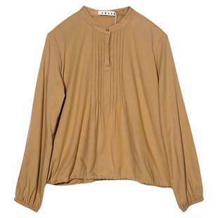 ZOLLE法式老钱风知性优雅羊毛质感立领压褶长袖亨利领衬衫女26春