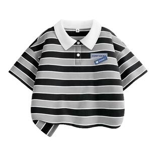 小猪班纳男童短袖t恤夏季Polo衫学院风洋气半袖儿童百搭上衣夏