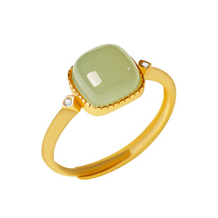 宫里上新和田玉戒指女款纯银玉石小方糖指环小众生日礼物送妈妈