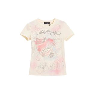 Ed Hardy埃德哈迪冬季新款水浆印烫钻圆领修身女士短袖T恤