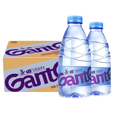 景田纯净水560ml*24瓶出游车载饮用水非矿泉水360ml批价批发小瓶