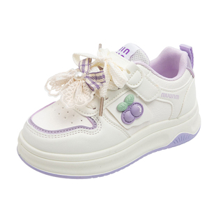 女童加绒小白鞋春秋新款儿童轻便防滑保暖运动鞋蝴蝶结百搭休闲鞋