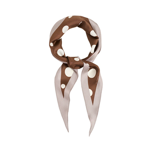 双成记复古经典波点真丝斜纹菱形丝巾桑蚕丝绑包发带港风穿搭