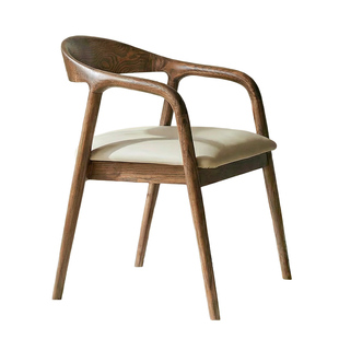 白蜡木中古真皮餐椅实木靠背椅子舒美特复古设计书桌椅茶椅总统椅