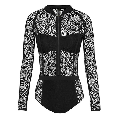 黑色连体泳衣pridonna修身女