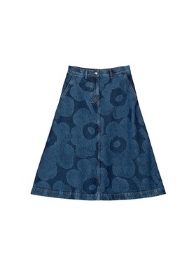 Marimekko【明星同款】【丹宁系列】Unikko女士A字牛仔半身裙
