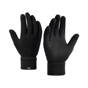 李宁针织毛线手套防滑男士2026新款秋冬保暖加绒骑行加厚触屏全指