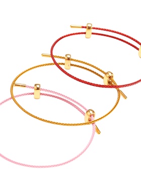 1.5mm超细防水钢丝绳手链八字扣可调节长短穿3D小孔珠红手绳