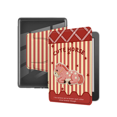 适用Kindle磁吸分离Paperwhite条纹小马电纸书kpw1新年2本命年3透明壳4/5第11/12代658青春版958电子书保护套