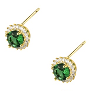 AJIDOU阿吉豆耳环女款复古绿耳钉通勤百搭气质耳坠小众高级感耳饰