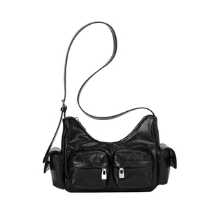 JOZY 黑色高级质感y2k辣妹多口袋机车包小众原创单肩腋下包斜挎包