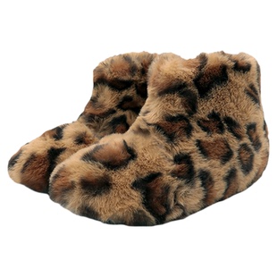 Little winkaa童鞋2025冬季新款萌趣豹纹毛绒儿童短靴加绒保暖靴