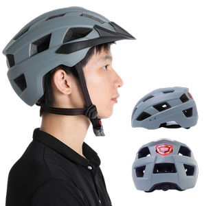 山地公路一体成型男女带灯头盔