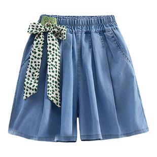 女童短裤夏季外穿新款中大童洋气女孩薄牛仔五分儿童天丝裙裤子潮