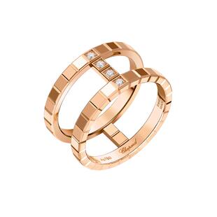 Chopard萧邦Ice Cube18K玫瑰金小冰块戒指钻戒生日礼物送女友