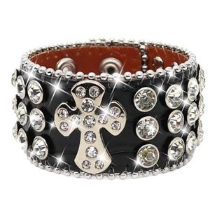 欧美Rapper说唱嘻哈手环 朋克风Drip水钻十字手环 潮流百搭男女