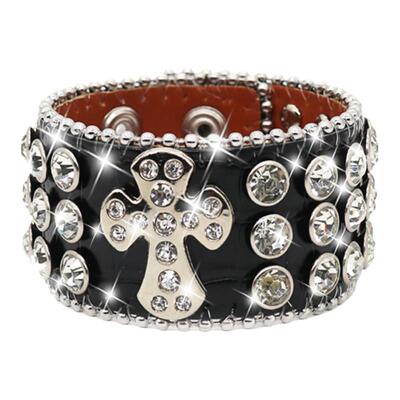 欧美Rapper说唱嘻哈手环 朋克风Drip水钻十字手环 潮流百搭男女