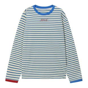 BIPOLAR条纹撞色长袖拼接袖口潮牌春秋男基础简约休闲日常打底衫