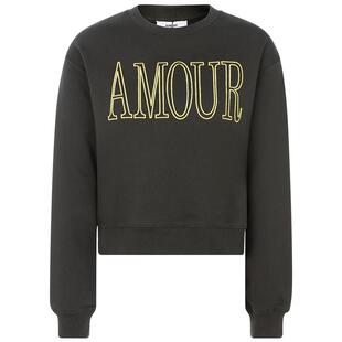 【折扣】SUNCOO女士暗绿色美式复古短款棉质休闲圆领套头卫衣