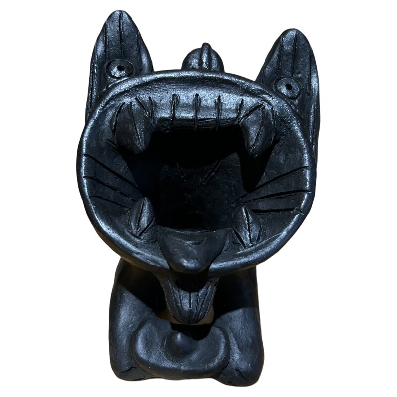 剑川黑陶董月畅黑陶有财瓦猫摆件