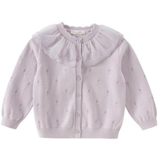 戴维贝拉儿童毛衣开衫2026新款女童春装针织衫宝宝洋气薄外套上衣