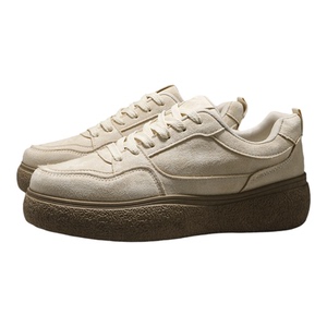 外贸复古厚底德训鞋男2026春季新款日系米色百搭运动休闲厚底板鞋