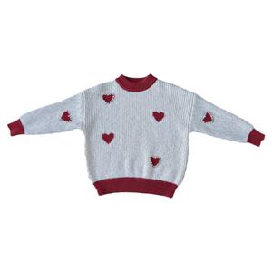 女童秋冬毛衣厚儿童德绒毛衫洋气小女孩毛线衣宝宝爱心圆领针织衫