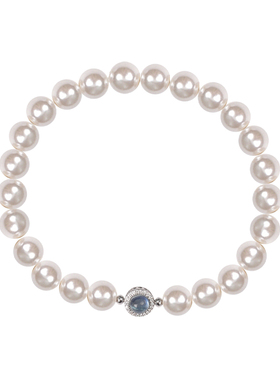 银镶嵌天然海蓝宝石澳白珍珠手链