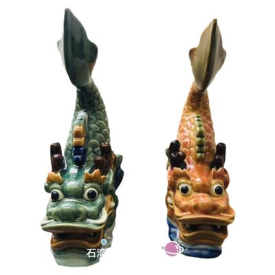 石湾公仔陶瓷仿真鳌鱼风水摆件