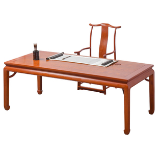 红木家具缅甸花梨木书画案明式实木马蹄霸王枨书法桌办公桌写字台