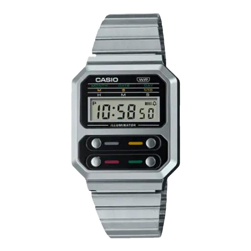 卡西欧Casio 时尚简约复古数显百搭休闲中性防水电子表A100WE-1A