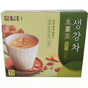 韩国生姜茶进口冲饮丹特牌生姜茶扁桃仁红枣茶便携盒装15条225g