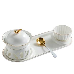 高典 燕窝碗鱼胶辽参盅带盖加热保温炉套装陶瓷炖盅碗汤盅鱼翅碗