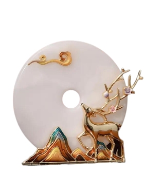 玄关客厅玉石平安扣玉石新中式