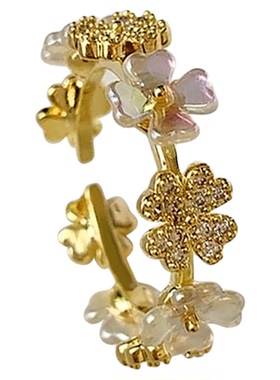 甜美百搭四叶花瓣开口食指戒女