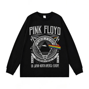 Pink Floyd平克弗洛伊德乐队数码直喷印花纯棉长袖T恤男女款春秋