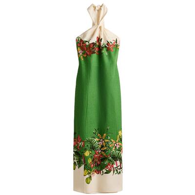 HM女装连衣裙2026夏季新款诗意田园风亚麻混纺挂脖连衣裙1329753