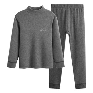 男孩德绒保暖衣儿童内衣套装男大童中领纯棉加绒加厚男童秋衣秋裤