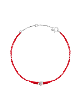 TWOR缇坞红色丝绒编织花朵细手绳