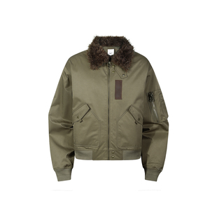 GuukaTech户外加厚北极绒毛领夹克女 巴恩复古硬挺保暖工装外套冬