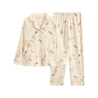 芬腾月子服春秋纯棉长袖睡衣套装