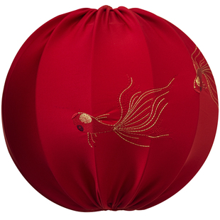 新年大红色刺绣灯笼挂饰2026新款高端别墅阳台过年大门口一对装饰