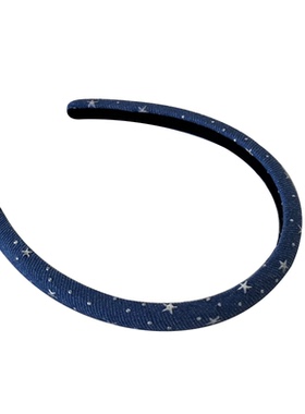复古牛仔蓝细边满天星发箍百搭
