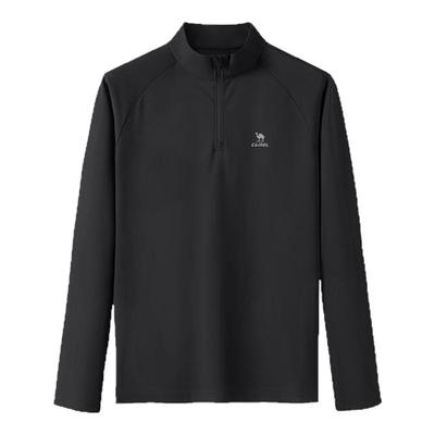 骆驼运动速干衣男2025夏季新款立领长袖T恤训练服跑步健身上衣